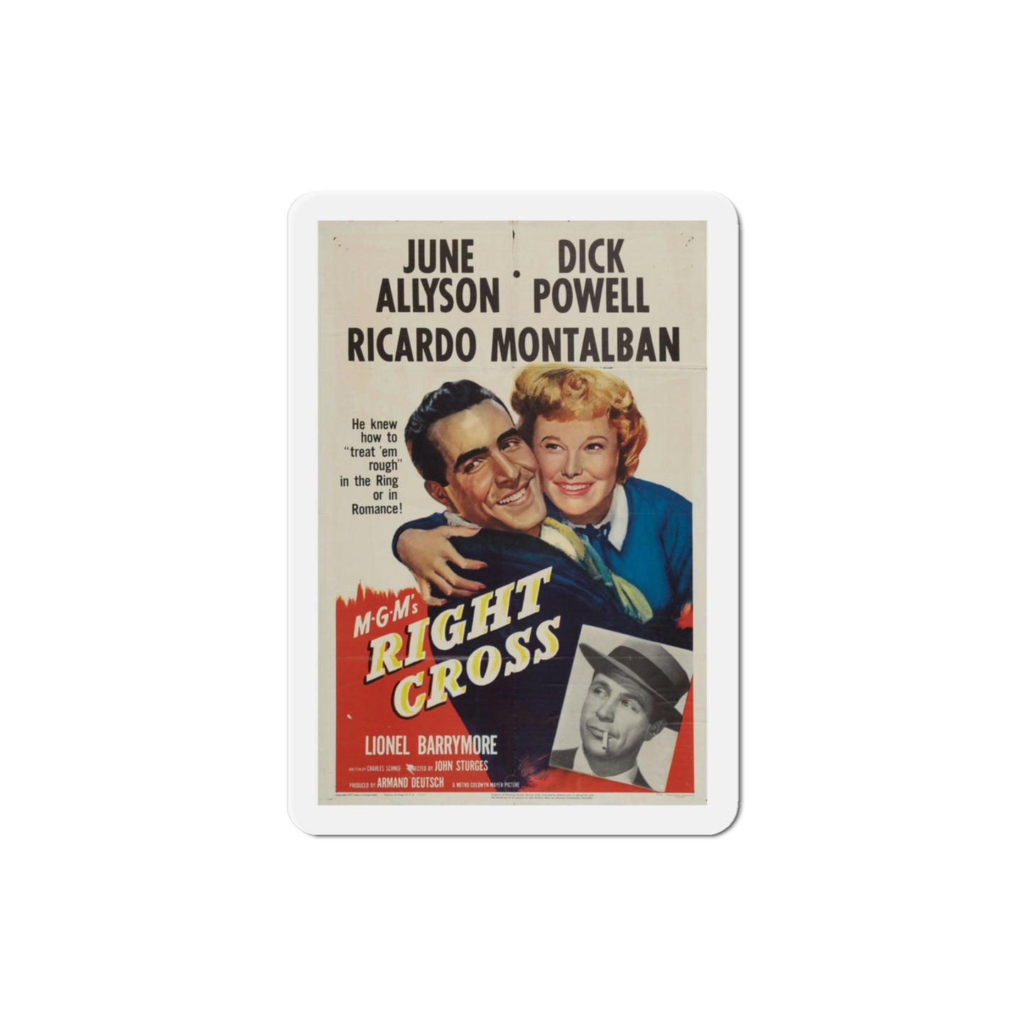 Right Cross 1950 Movie Poster Die-Cut Magnet-3 Inch-The Sticker Space