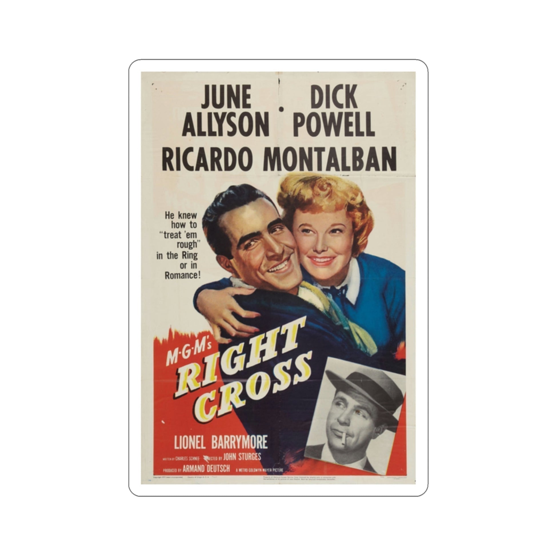 Right Cross 1950 Movie Poster STICKER Vinyl Die-Cut Decal-2 Inch-The Sticker Space