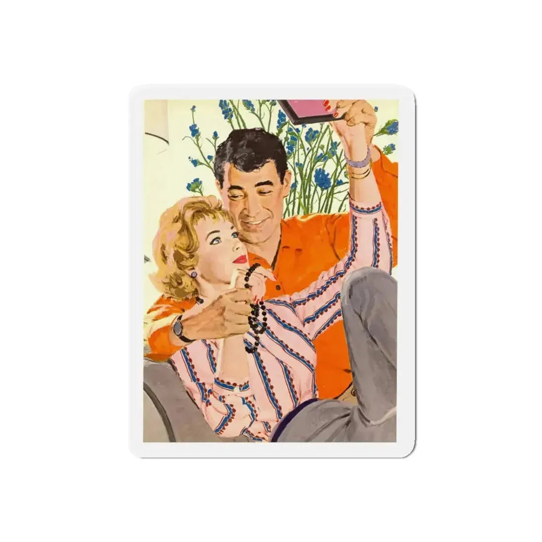 Right for Each Other, Woman's Day, August 1958 (Magazine Illustration) Refrigerator Magnet 4 Inch Die-Cut - The Sticker Space