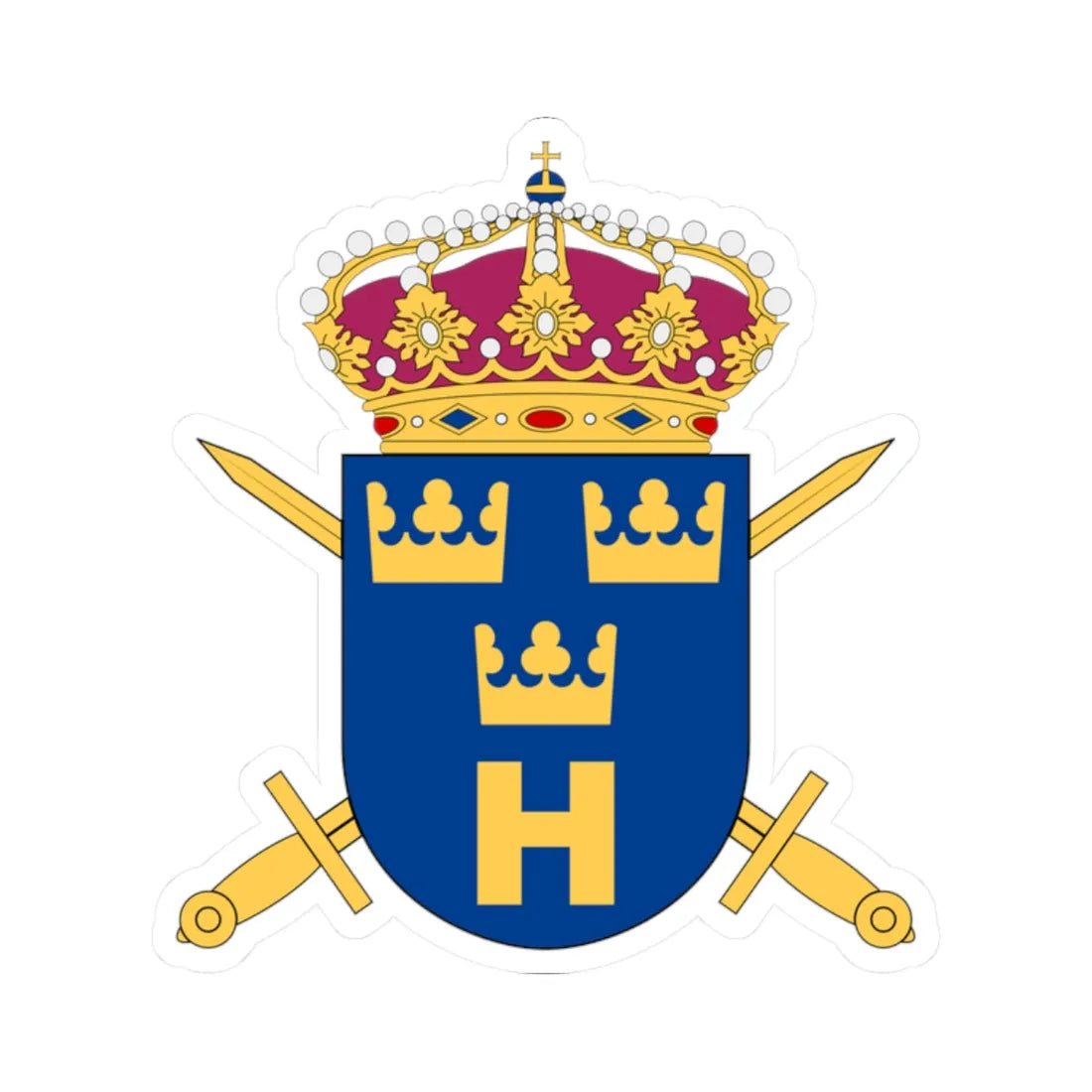 Rikshemvärnsstaben vapen (Sweden) (Coat of Arms) STICKER Vinyl Kiss-Cut Decal 2 Inch White - The Sticker Space
