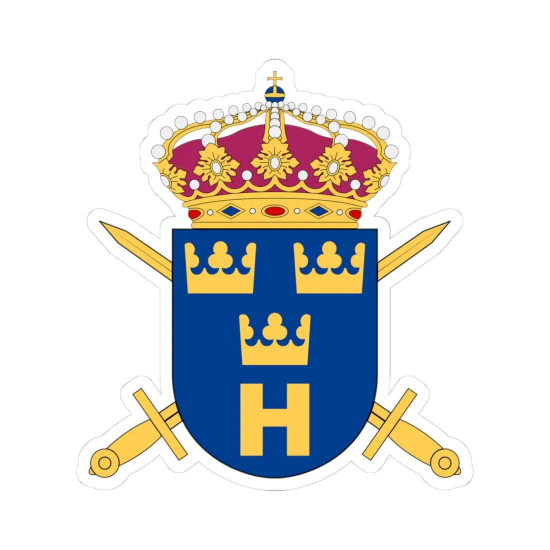 Rikshemvärnsstaben vapen (Sweden) (Coat of Arms) STICKER Vinyl Kiss-Cut Decal 3 Inch White - The Sticker Space
