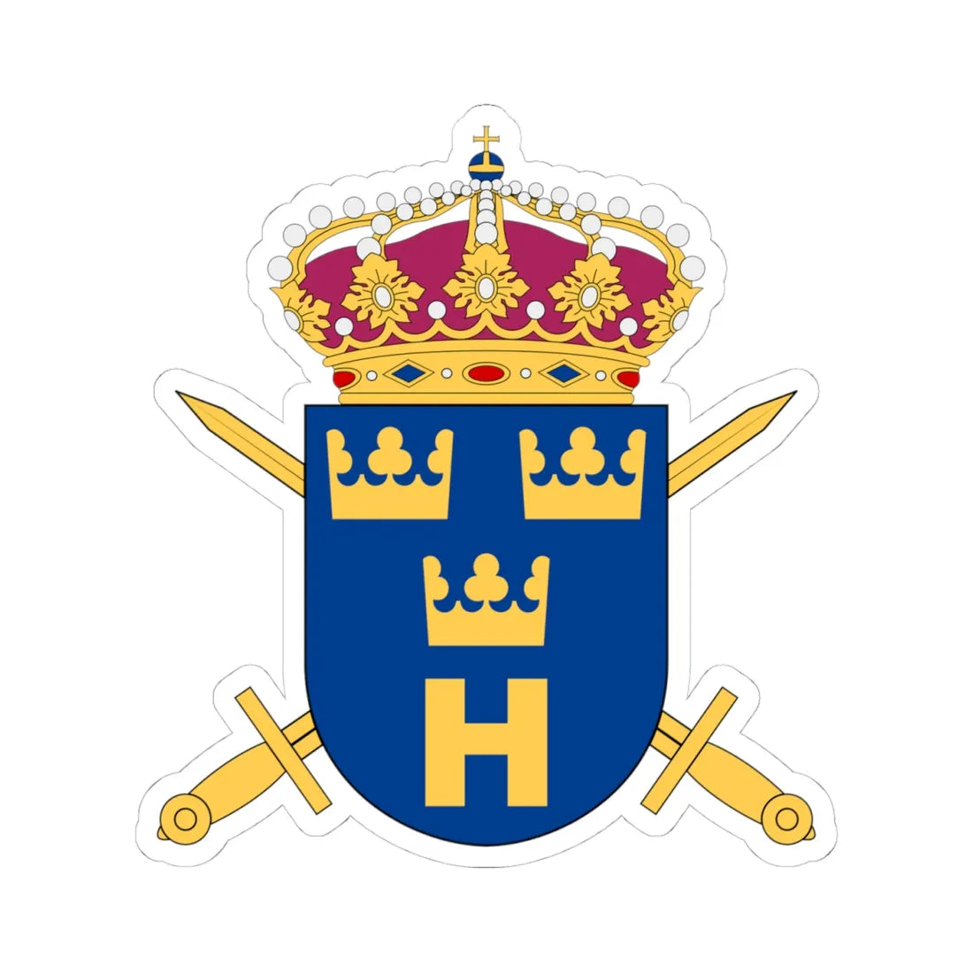 Rikshemvärnsstaben vapen (Sweden) (Coat of Arms) STICKER Vinyl Kiss-Cut Decal 4 Inch White - The Sticker Space