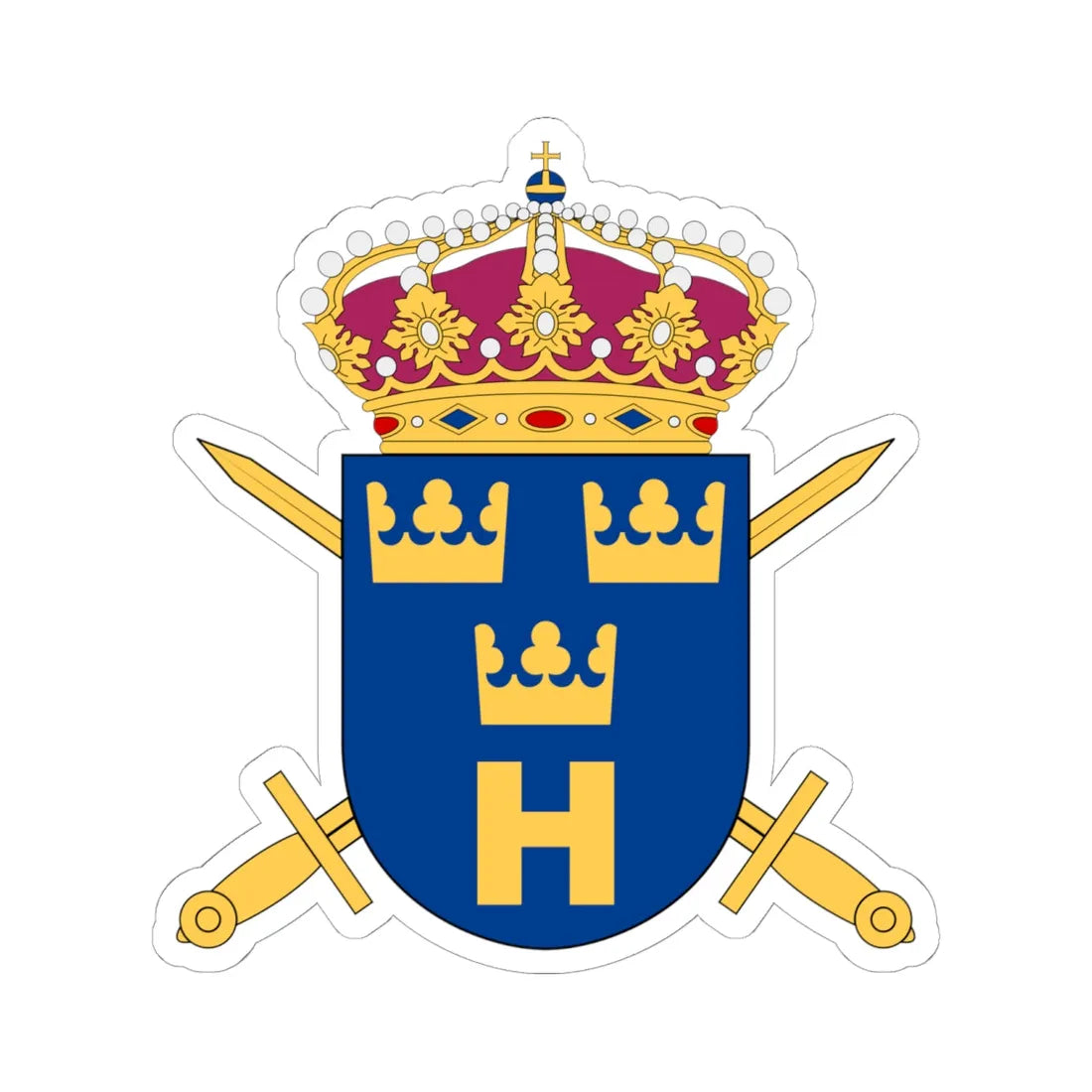 Rikshemvärnsstaben vapen (Sweden) (Coat of Arms) STICKER Vinyl Kiss-Cut Decal 6 Inch White - The Sticker Space
