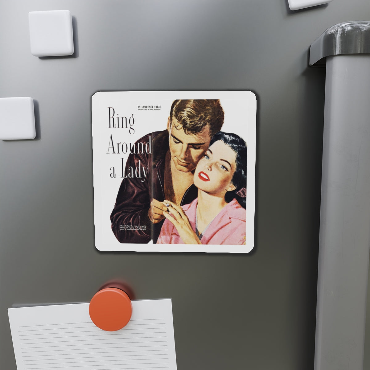 Ring Around A Lady, Redbook, October 1951 (Magazine Illustration) Refrigerator Magnet-The Sticker Space