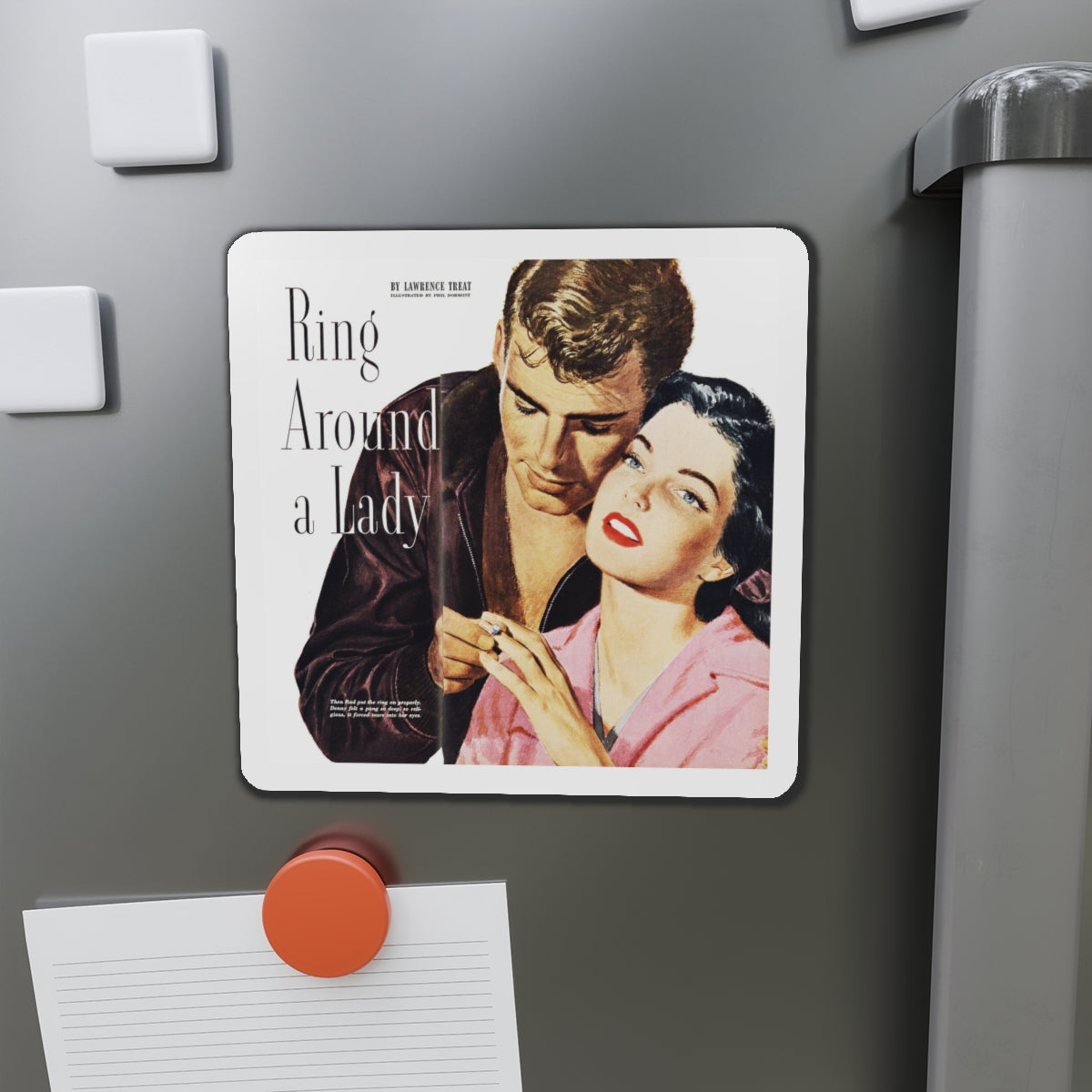 Ring Around A Lady, Redbook, October 1951 (Magazine Illustration) Refrigerator Magnet-The Sticker Space