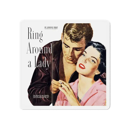 Ring Around A Lady, Redbook, October 1951 (Magazine Illustration) Refrigerator Magnet 3 Inch Die-Cut - The Sticker Space