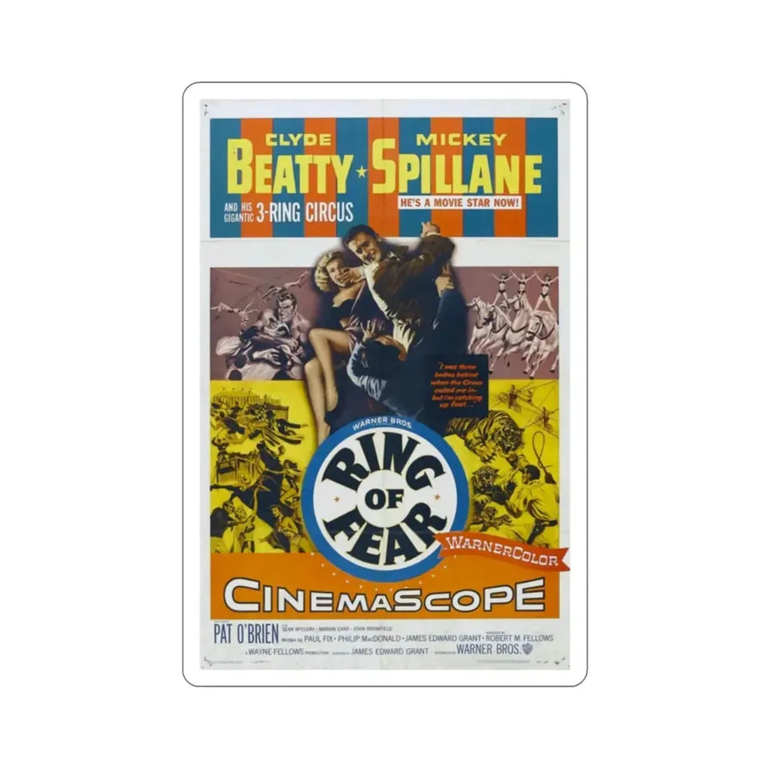 Ring of Fear 1954 Movie Poster STICKER Vinyl Die-Cut Decal 2 Inch - The Sticker Space