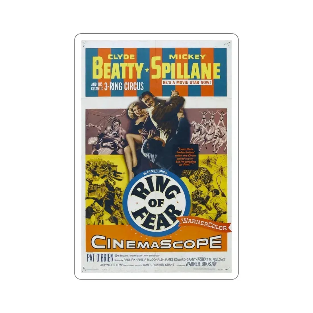 Ring of Fear 1954 Movie Poster STICKER Vinyl Die-Cut Decal 6 Inch - The Sticker Space