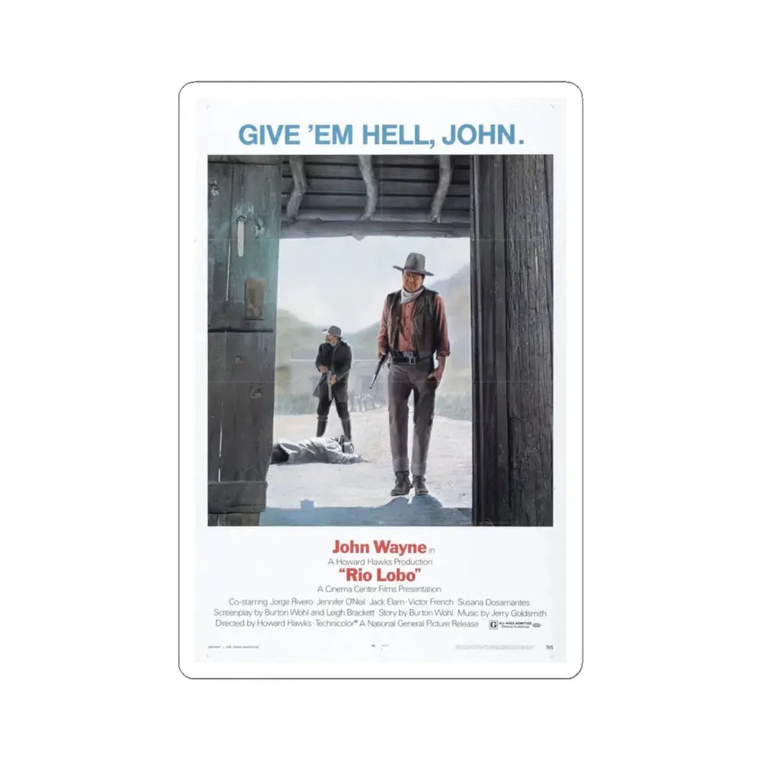 Rio Lobo 1970 Movie Poster - STICKER Vinyl Kiss-Cut Decal 4 Inch White - The Sticker Space