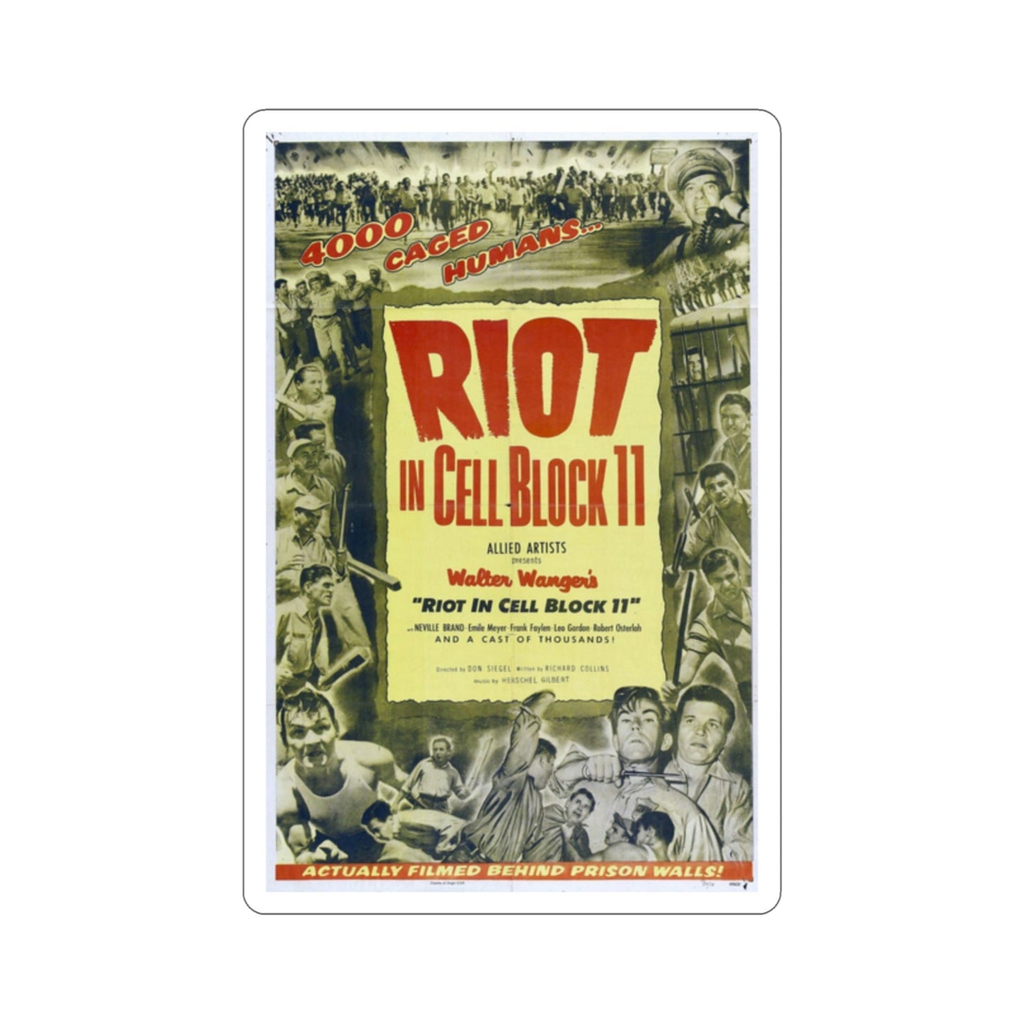 Riot in Cell Block 11 1954 Movie Poster STICKER Vinyl Die-Cut Decal-2 Inch-The Sticker Space