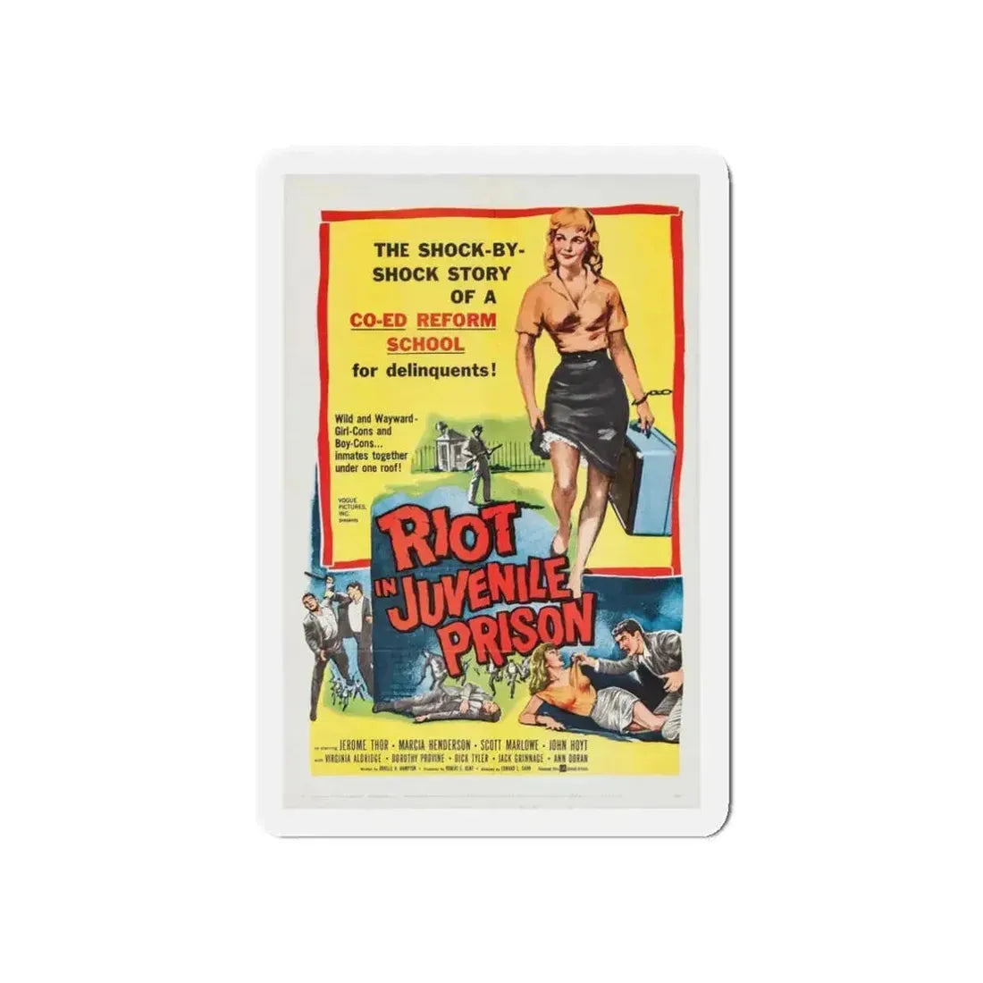RIOT IN JUVENILE PRISON 1959 Movie Poster - Refrigerator Magnet 3 Inch Die-Cut - The Sticker Space