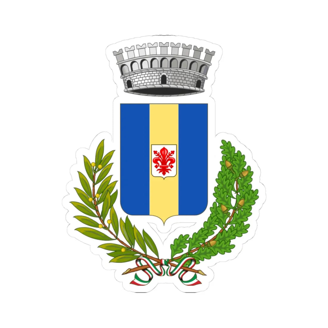 Riparbella-Stemma (Italy) (Coat of Arms) STICKER Vinyl Kiss-Cut Decal 3 Inch White - The Sticker Space