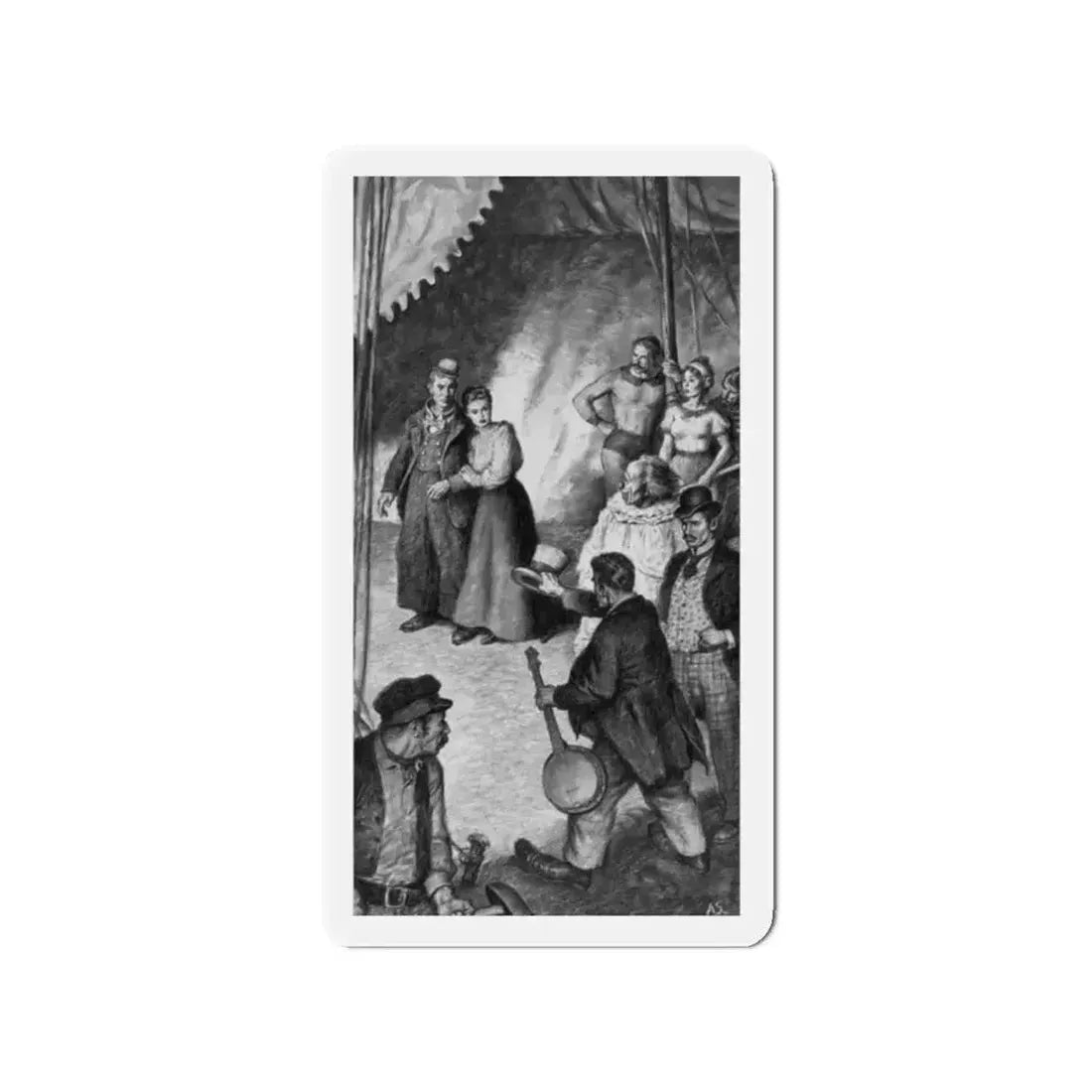 River Scene (Magazine Illustration) Refrigerator Magnet 2 Inch Die-Cut - The Sticker Space