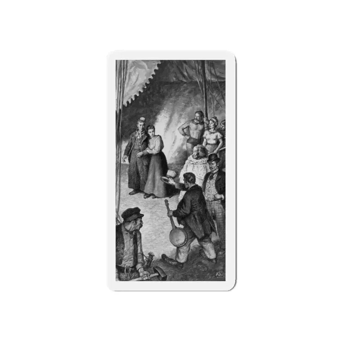 River Scene (Magazine Illustration) Refrigerator Magnet 5 Inch Die-Cut - The Sticker Space