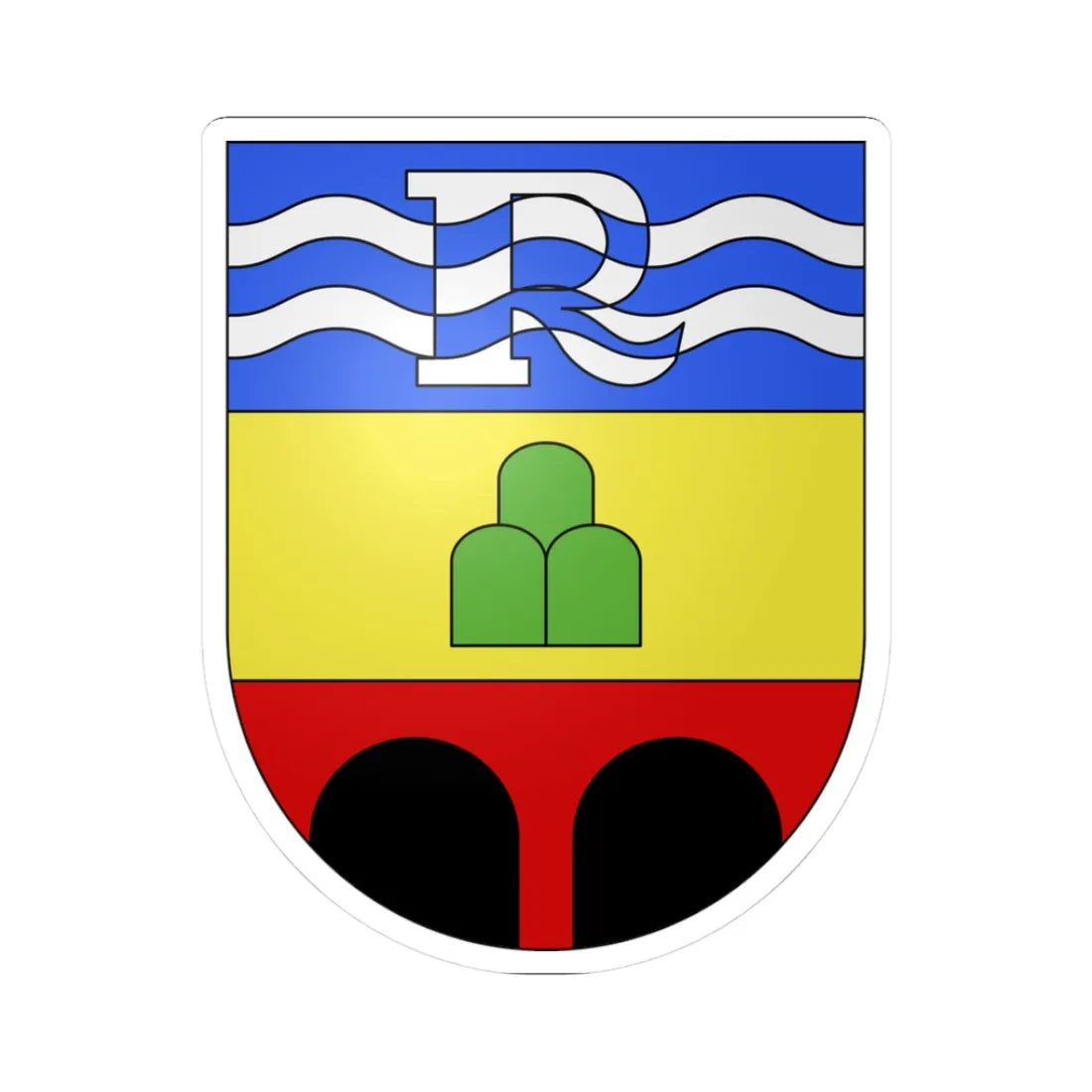 Rivera-coat of arms (Switzerland) (Coat of Arms) STICKER Vinyl Kiss-Cut Decal 3 Inch White - The Sticker Space