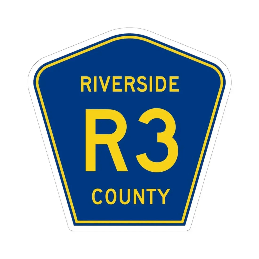 Riverside County R3 (California) (Road Sign) STICKER Vinyl Kiss-Cut Decal 6 Inch White - The Sticker Space