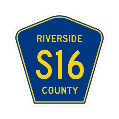Riverside County S16 (California) (Road Sign) STICKER Vinyl Kiss-Cut Decal 3 Inch White - The Sticker Space