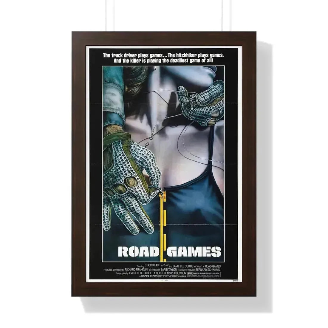 ROAD GAMES 1981 - Framed Movie Poster 16″ x 24″ Walnut - The Sticker Space