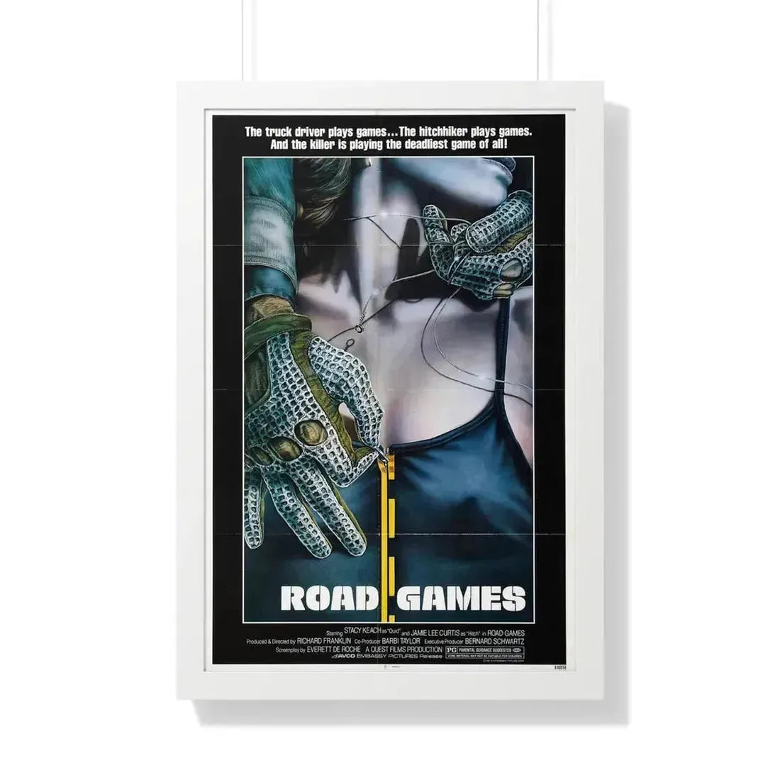 ROAD GAMES 1981 - Framed Movie Poster 20" x 30" White - The Sticker Space