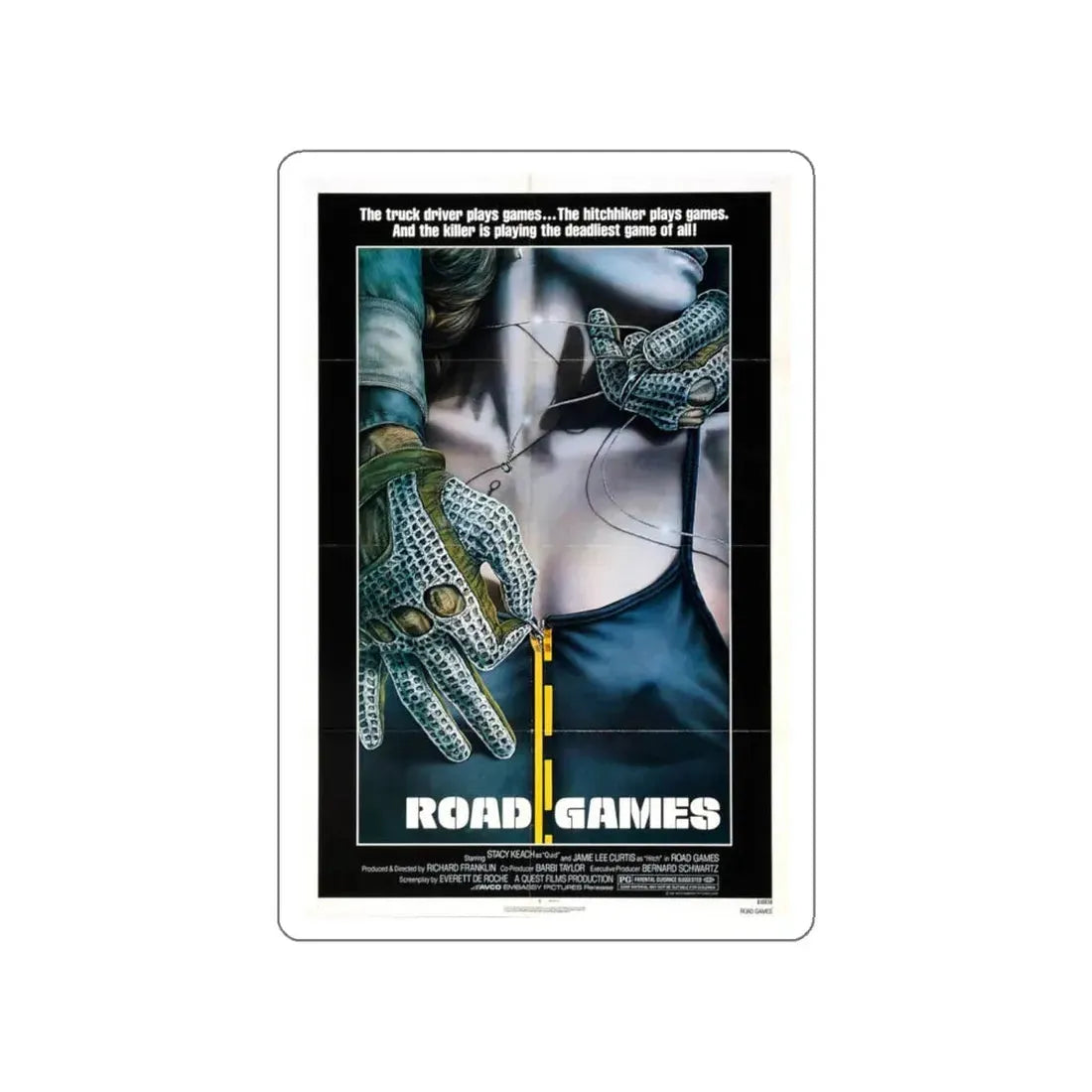 ROAD GAMES 1981 Movie Poster STICKER Vinyl Die-Cut Decal - The Sticker Space