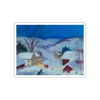 Road to the Village, calendar illustration, c. 1935 (Magazine Illustration) STICKER Vinyl Die-Cut Decal White Die-Cut 3 Inch - The Sticker Space