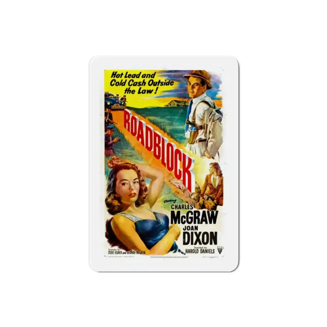 Roadblock 1951 Movie Poster Refrigerator Magnet 2 Inch - The Sticker Space