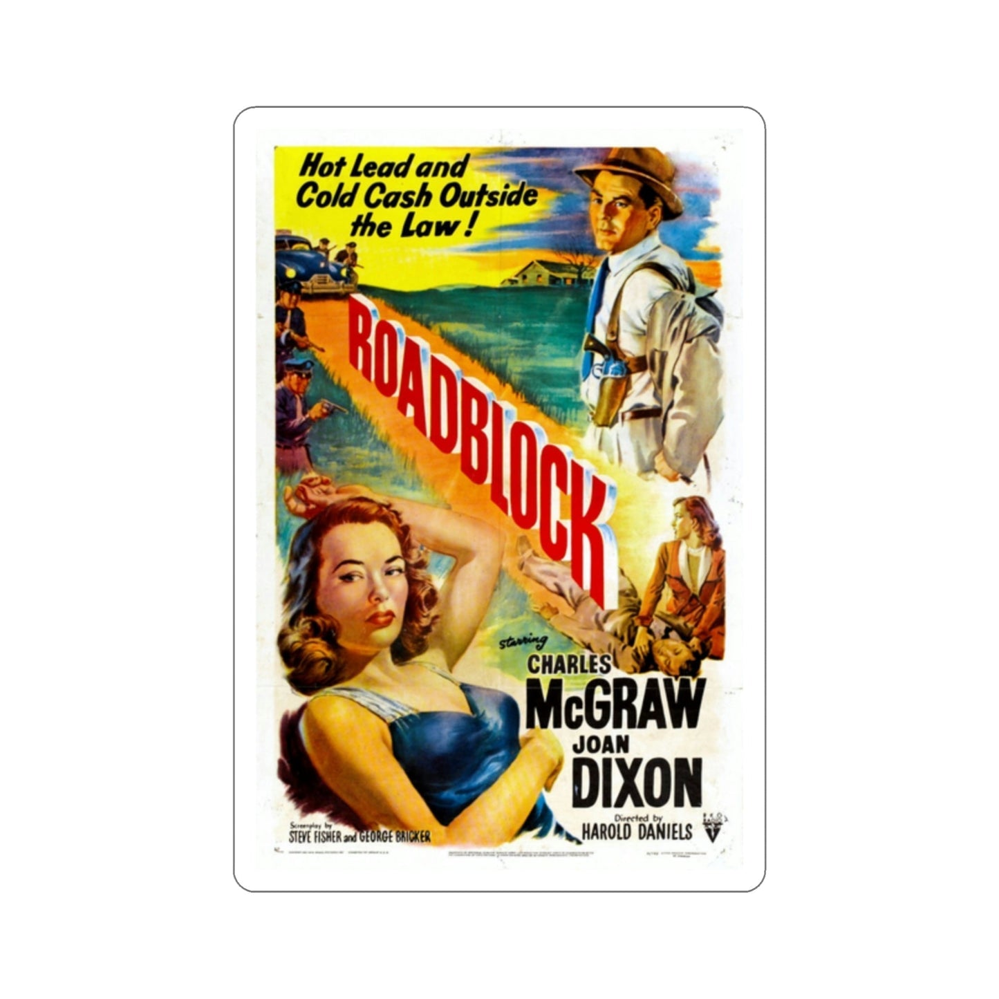 Roadblock 1951 Movie Poster STICKER Vinyl Die-Cut Decal-2 Inch-The Sticker Space