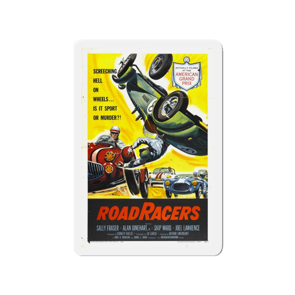 ROADRACERS 1959 Movie Poster - Refrigerator Magnet-3" x 3"-The Sticker Space