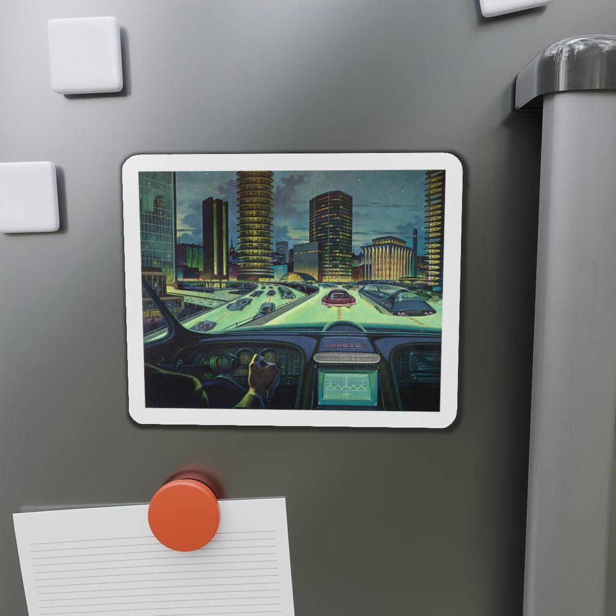 Roads That Glow (Magazine Illustration) Refrigerator Magnet-The Sticker Space