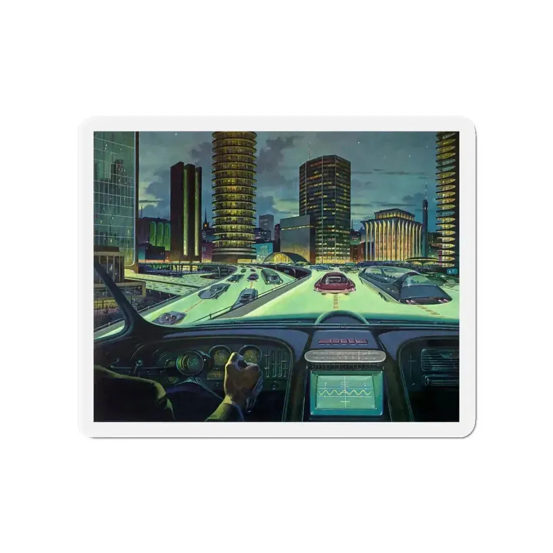 Roads That Glow (Magazine Illustration) Refrigerator Magnet 4 Inch Die-Cut - The Sticker Space