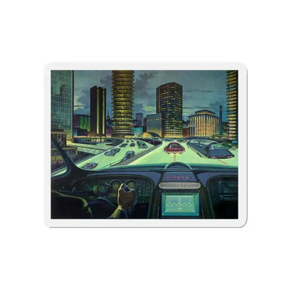 Roads That Glow (Magazine Illustration) Refrigerator Magnet 5 Inch Die-Cut - The Sticker Space