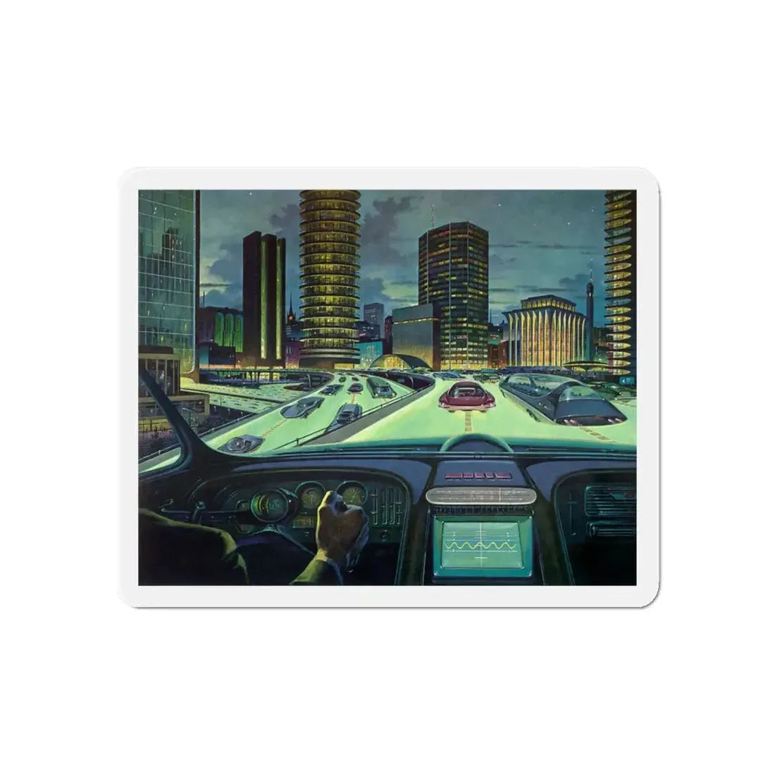 Roads That Glow (Magazine Illustration) Refrigerator Magnet - The Sticker Space
