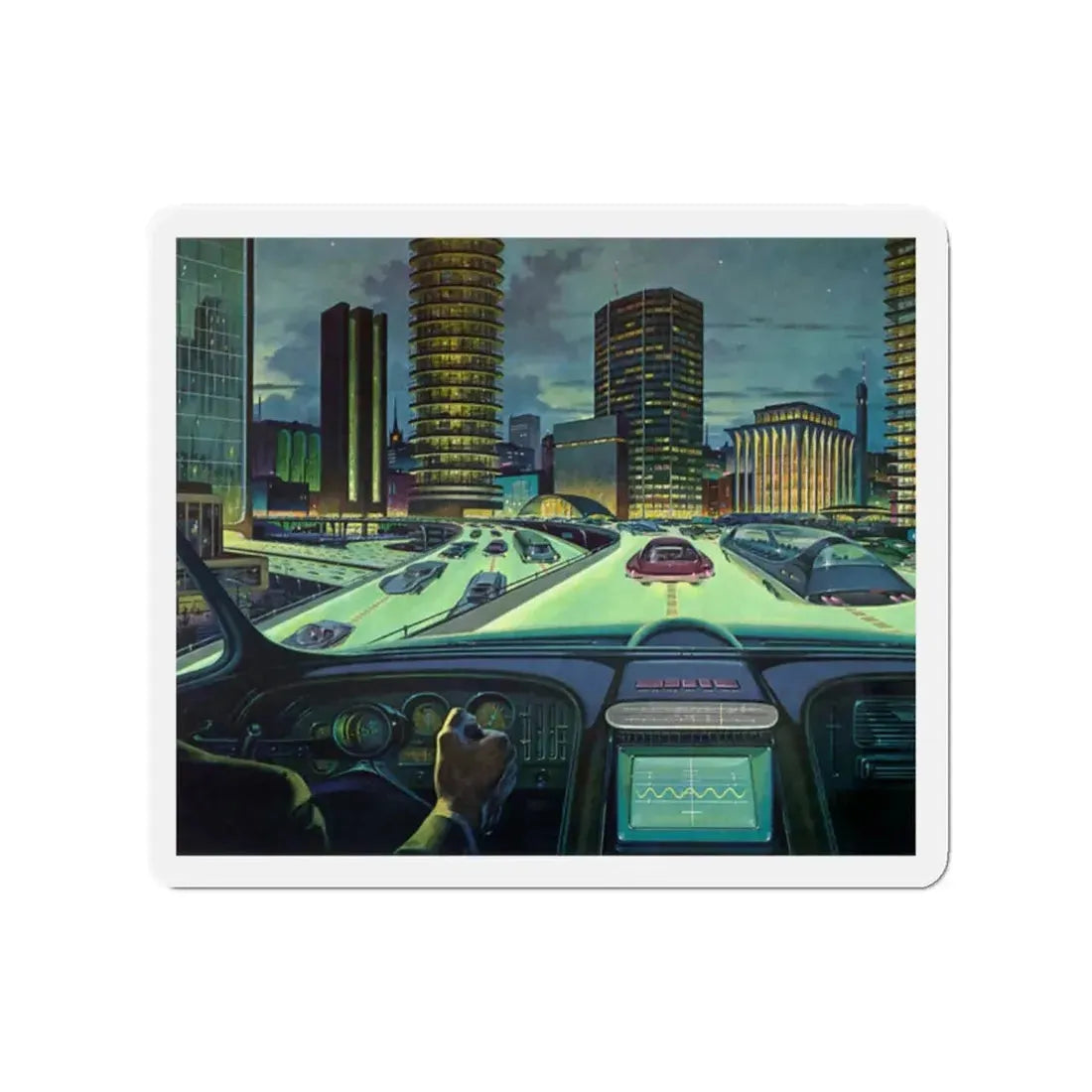 Roads That Glow (Magazine Illustration) Refrigerator Magnet - The Sticker Space