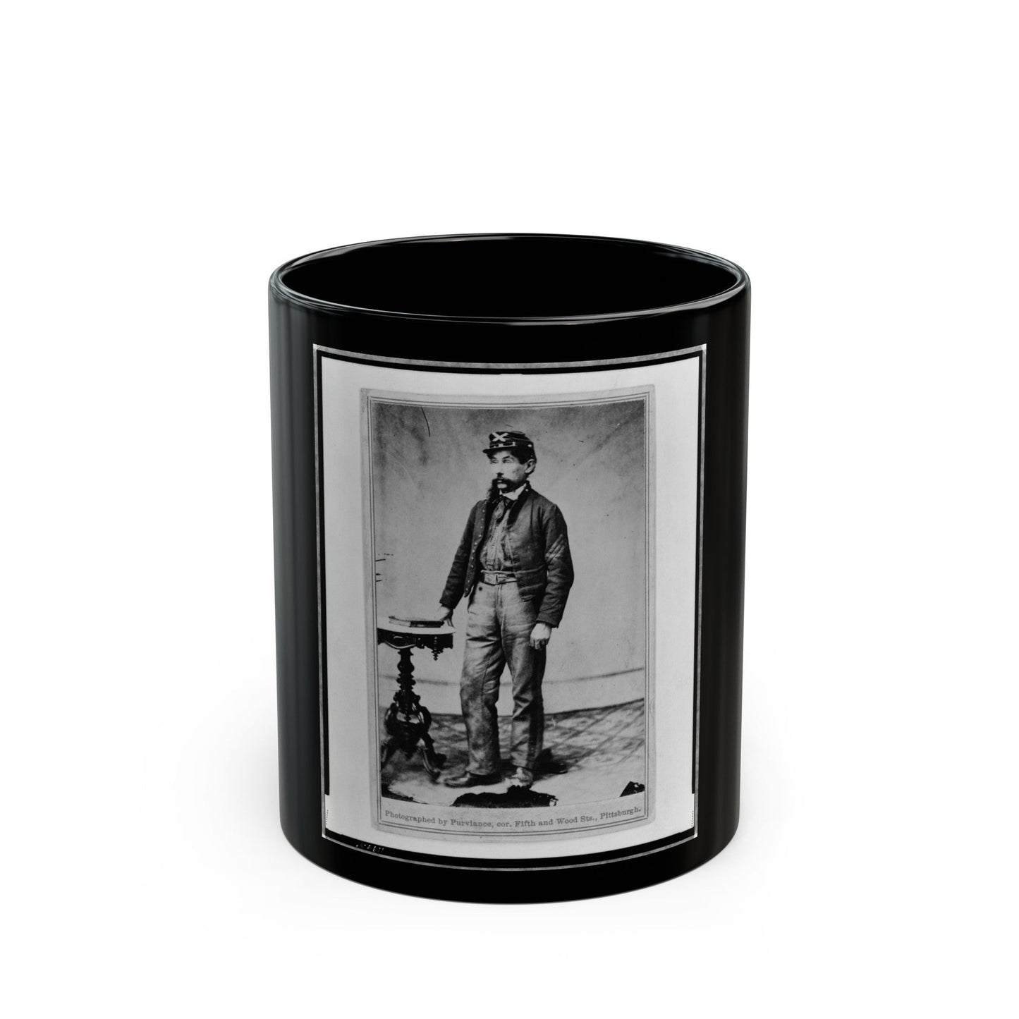 Robert H. Kelly, Union Soldier, Full-Length Portrait, Standing, Facing Left (U.S. Civil War) Black Coffee Mug-11oz-The Sticker Space