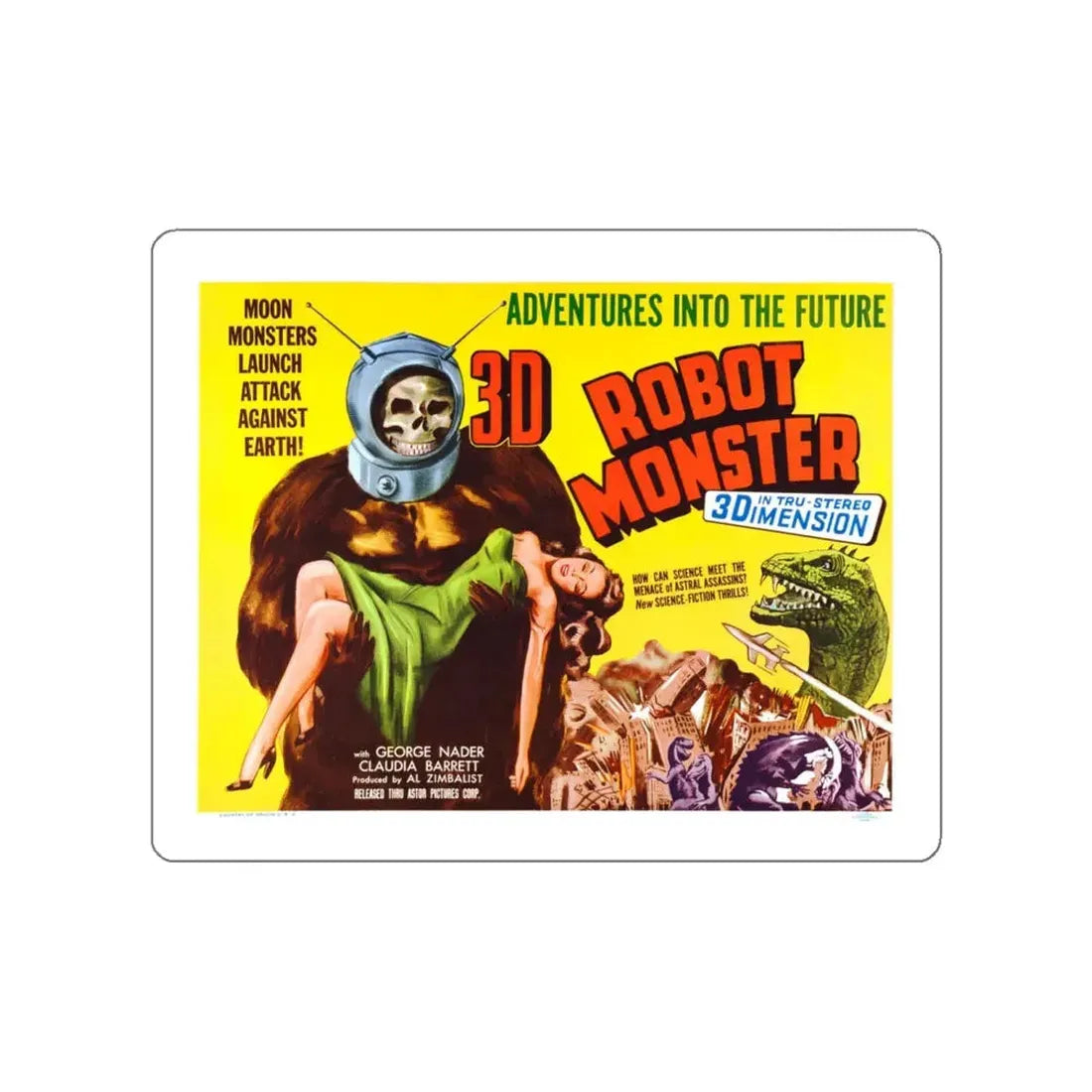 ROBOT MONSTER 1953 Movie Poster STICKER Vinyl Die-Cut Decal 6 Inch - The Sticker Space