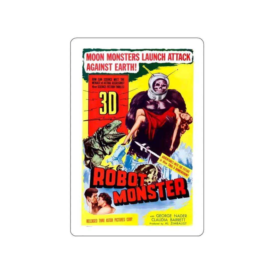 ROBOT MONSTER (2) 1953 Movie Poster STICKER Vinyl Die-Cut Decal 6 Inch - The Sticker Space