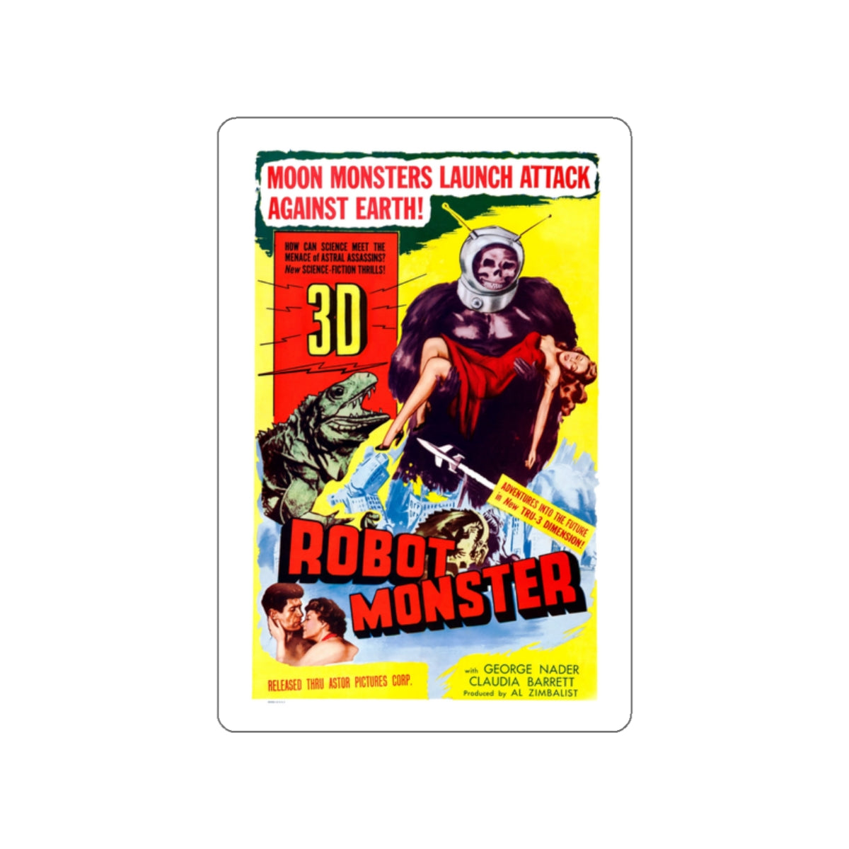 ROBOT MONSTER (2) 1953 Movie Poster STICKER Vinyl Die-Cut Decal-White-The Sticker Space