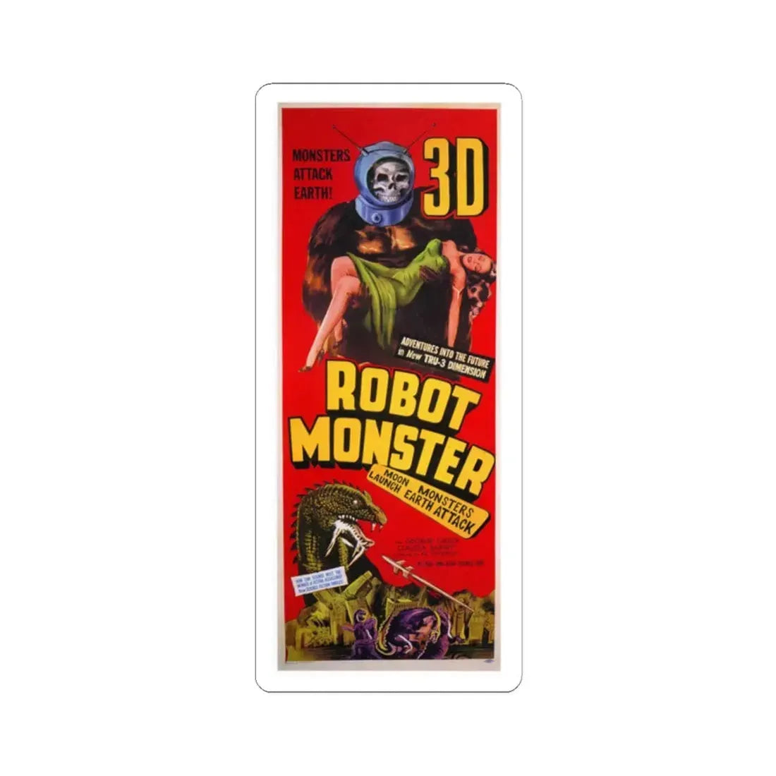 ROBOT MONSTER (3) 1953 Movie Poster - STICKER Vinyl Kiss-Cut Decal 2 Inch White - The Sticker Space