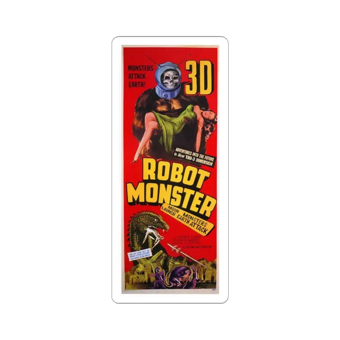 ROBOT MONSTER (3) 1953 Movie Poster - STICKER Vinyl Kiss-Cut Decal 3 Inch White - The Sticker Space