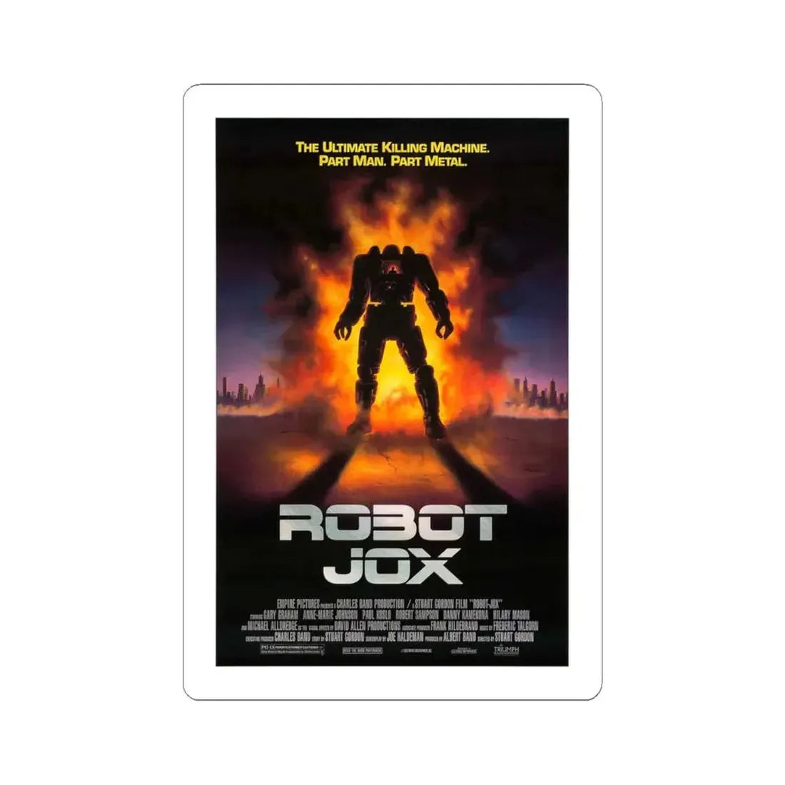 ROBOTJOX (TEASER) 1989 Movie Poster - STICKER Vinyl Kiss-Cut Decal 4 Inch White - The Sticker Space