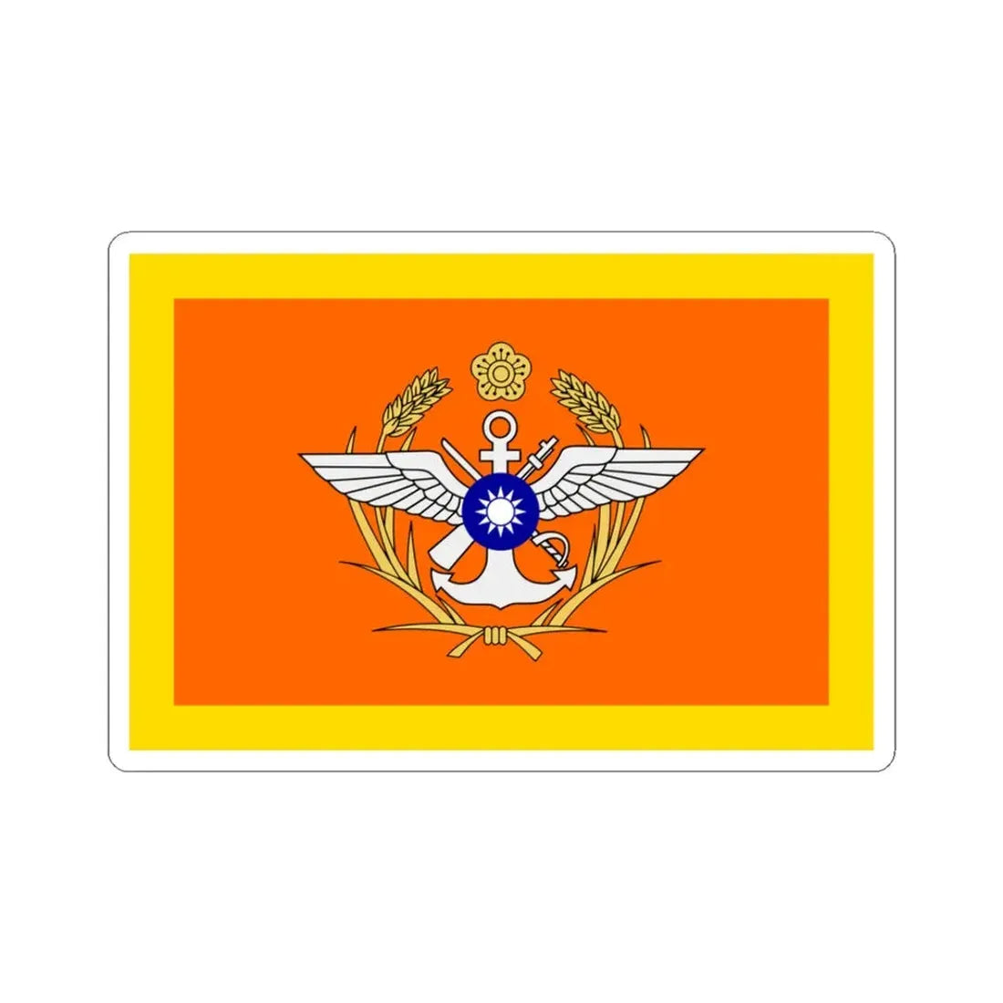 ROC Minister of National Defense Flag (China) STICKER Vinyl Kiss-Cut Decal 3 Inch White - The Sticker Space