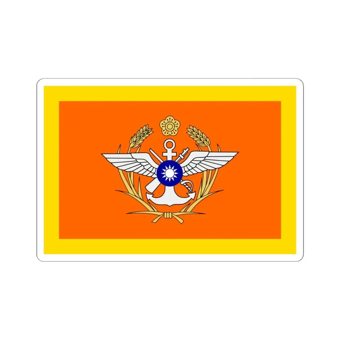ROC Minister of National Defense Flag (China) STICKER Vinyl Kiss-Cut Decal 6 Inch White - The Sticker Space