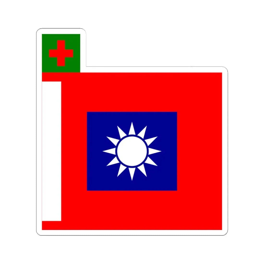 ROCA Hospital Flag 1935 (China) STICKER Vinyl Kiss-Cut Decal 4 Inch White - The Sticker Space