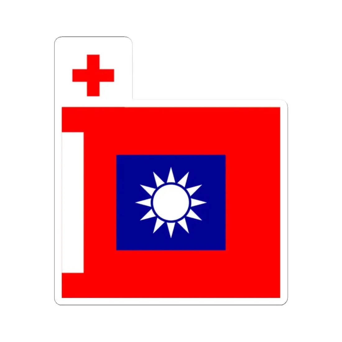 ROCA Hospital Flag 1953 (China) STICKER Vinyl Kiss-Cut Decal 2 Inch White - The Sticker Space