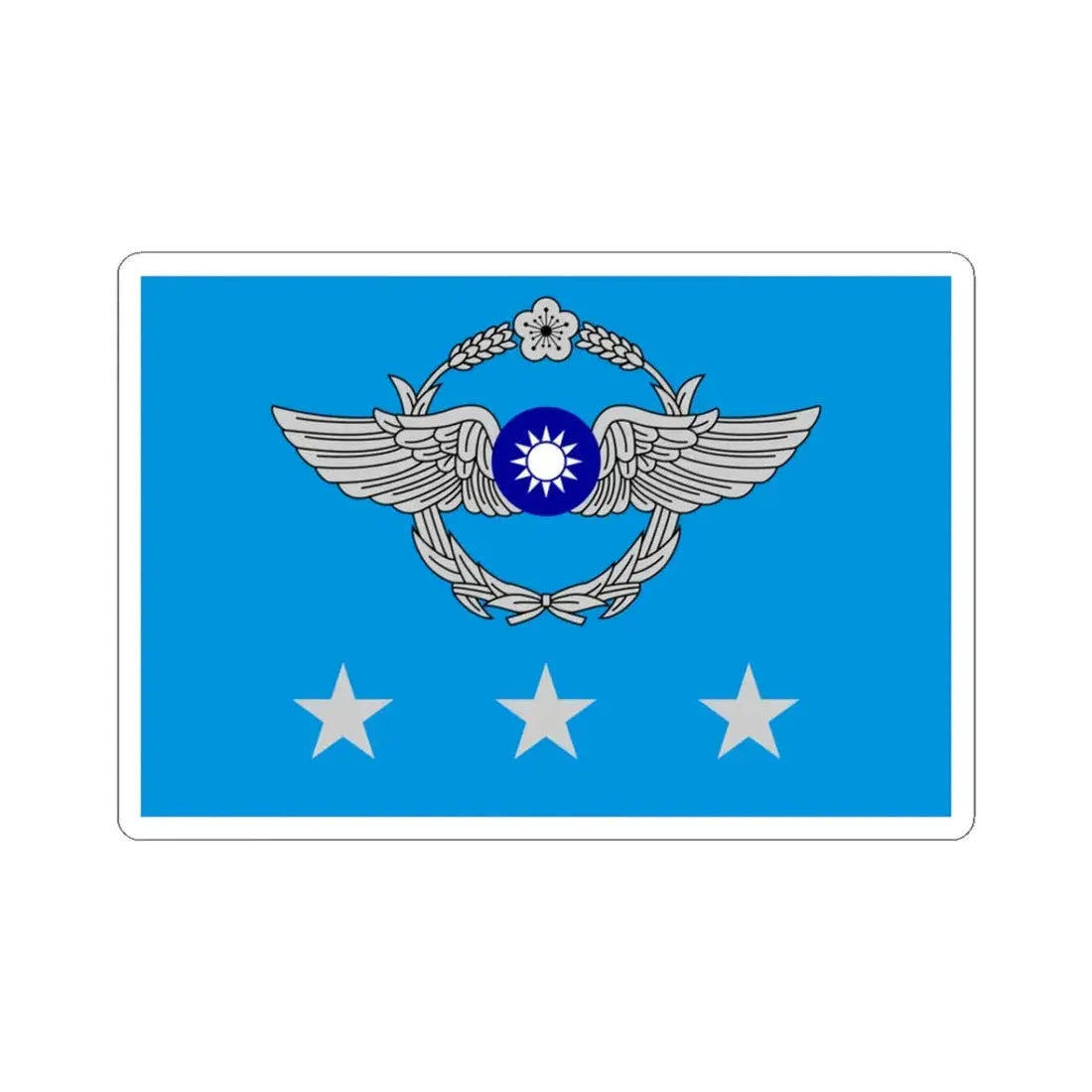 ROCAF Generals Flag (China) STICKER Vinyl Kiss-Cut Decal 3 Inch White - The Sticker Space