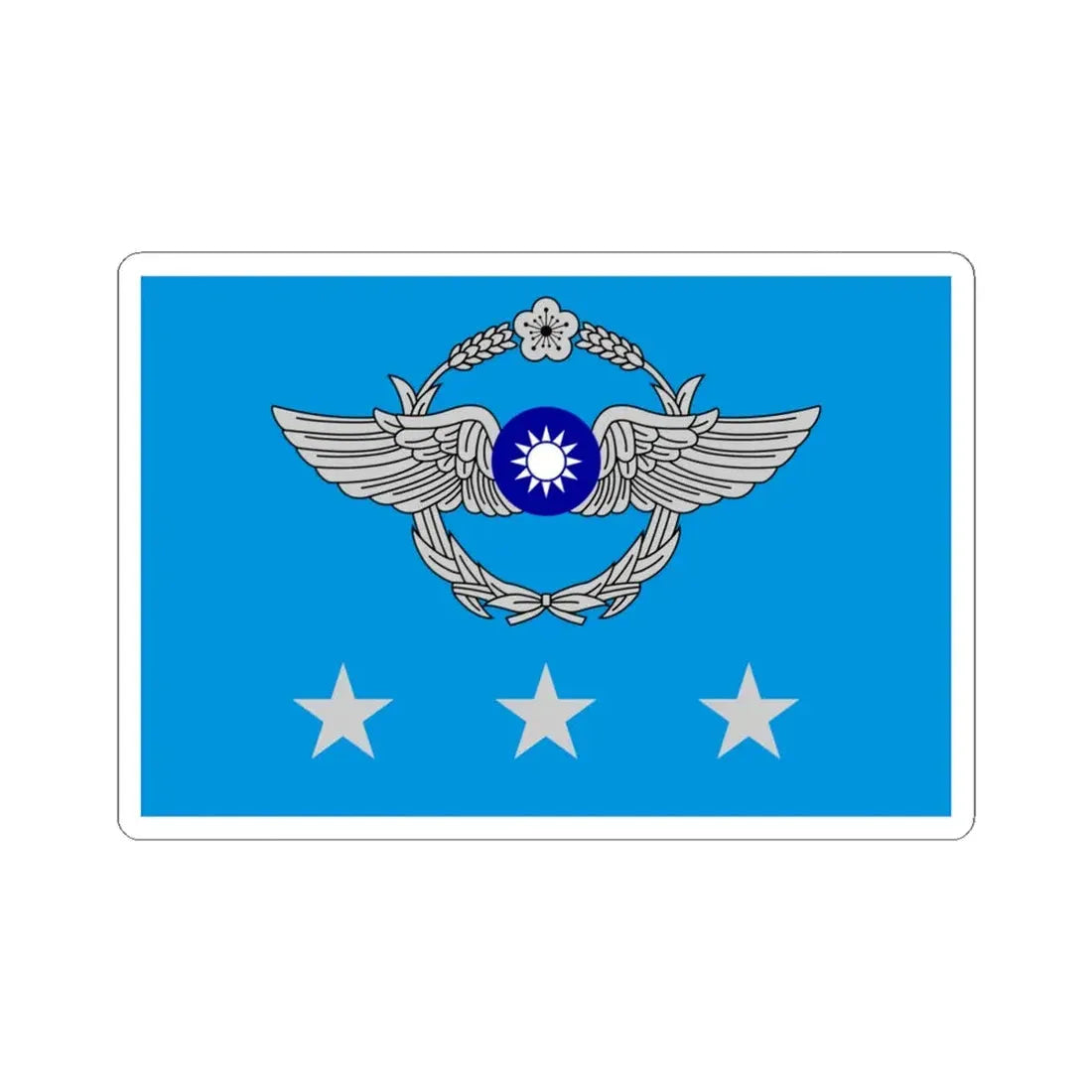 ROCAF Generals Flag (China) STICKER Vinyl Kiss-Cut Decal 4 Inch White - The Sticker Space