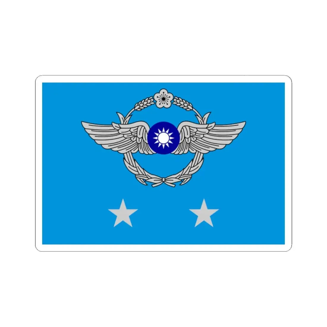 ROCAF Lieutenant Generals Flag (China) STICKER Vinyl Kiss-Cut Decal 2 Inch White - The Sticker Space