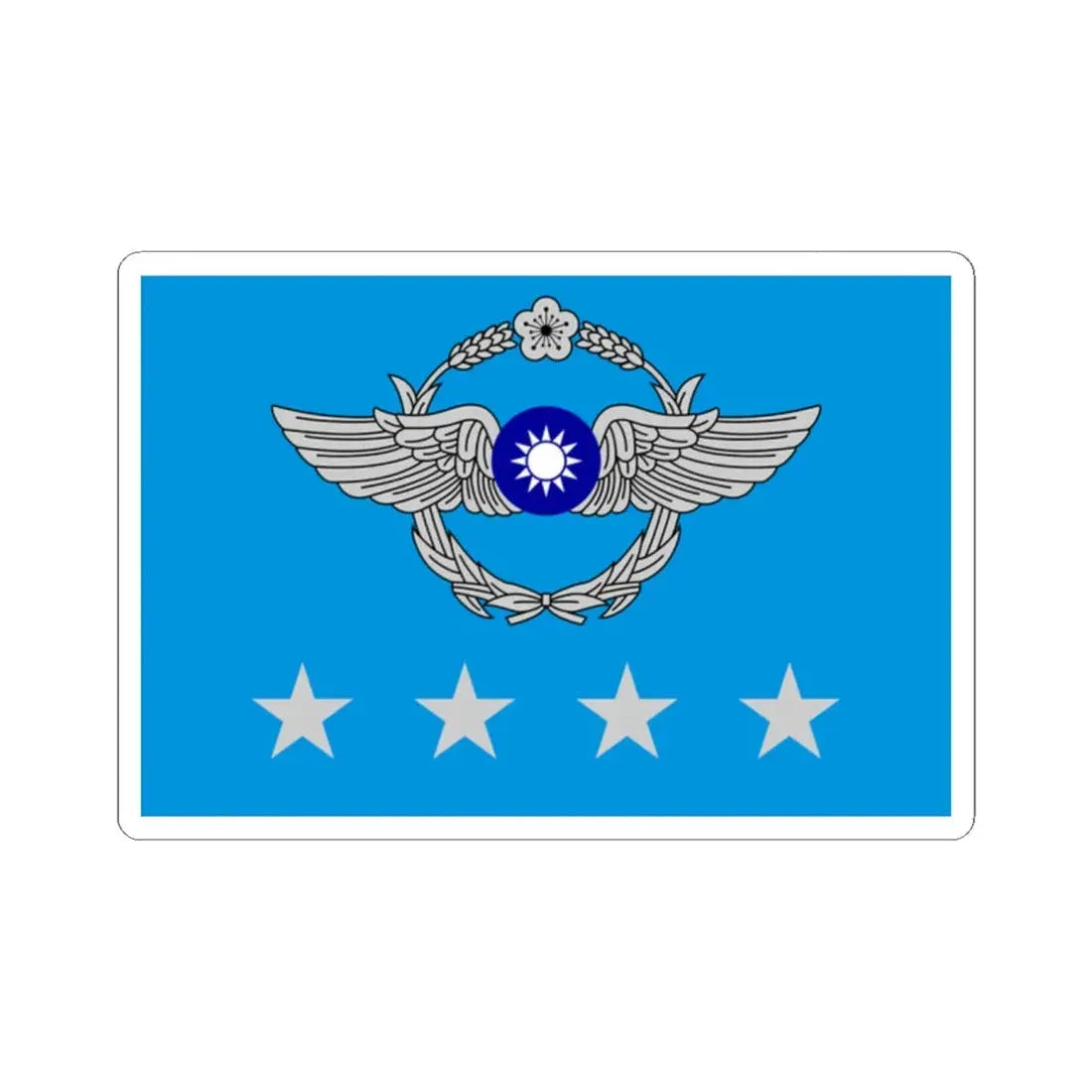ROCAF Senior Generals Flag (China) STICKER Vinyl Kiss-Cut Decal 2 Inch White - The Sticker Space