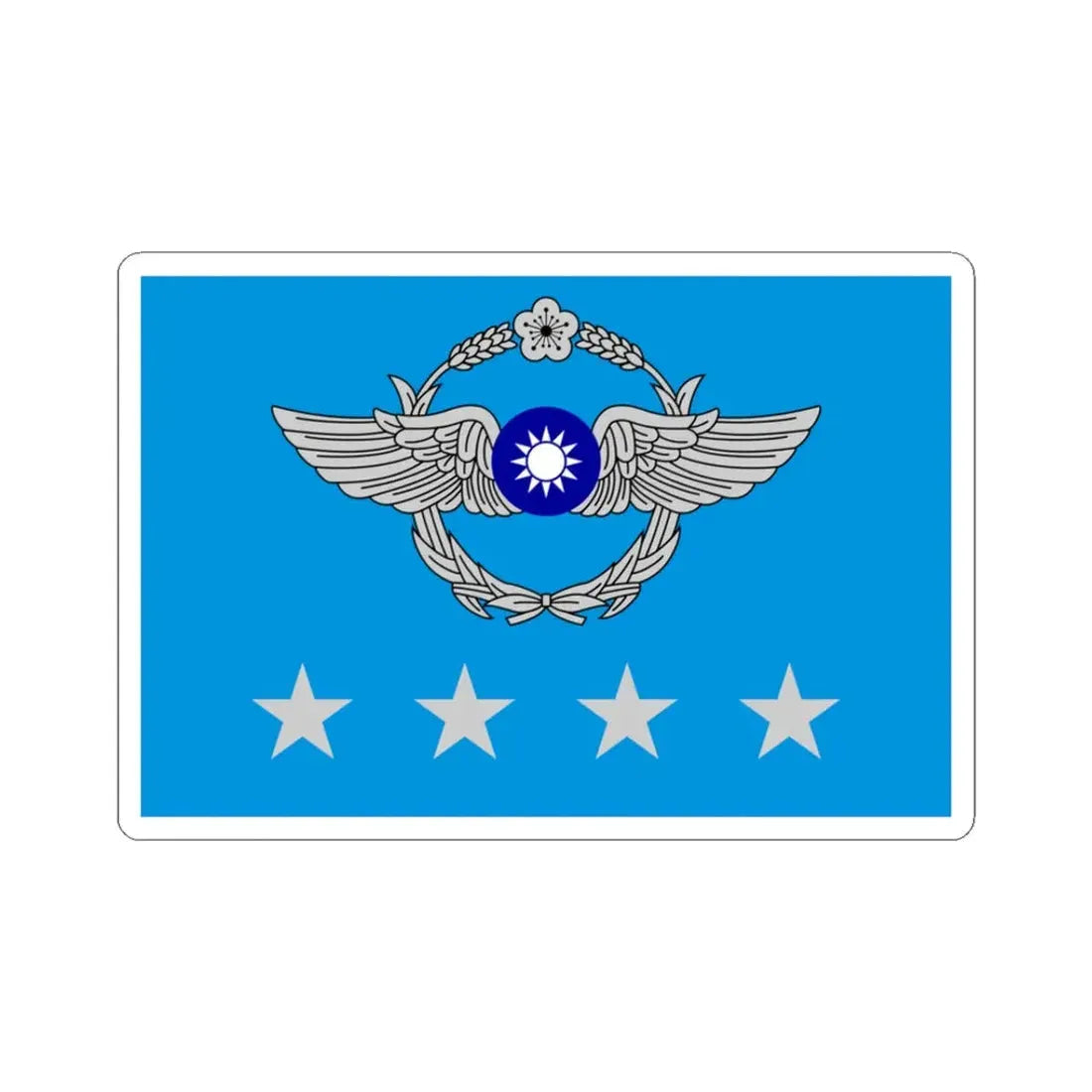 ROCAF Senior Generals Flag (China) STICKER Vinyl Kiss-Cut Decal 3 Inch White - The Sticker Space