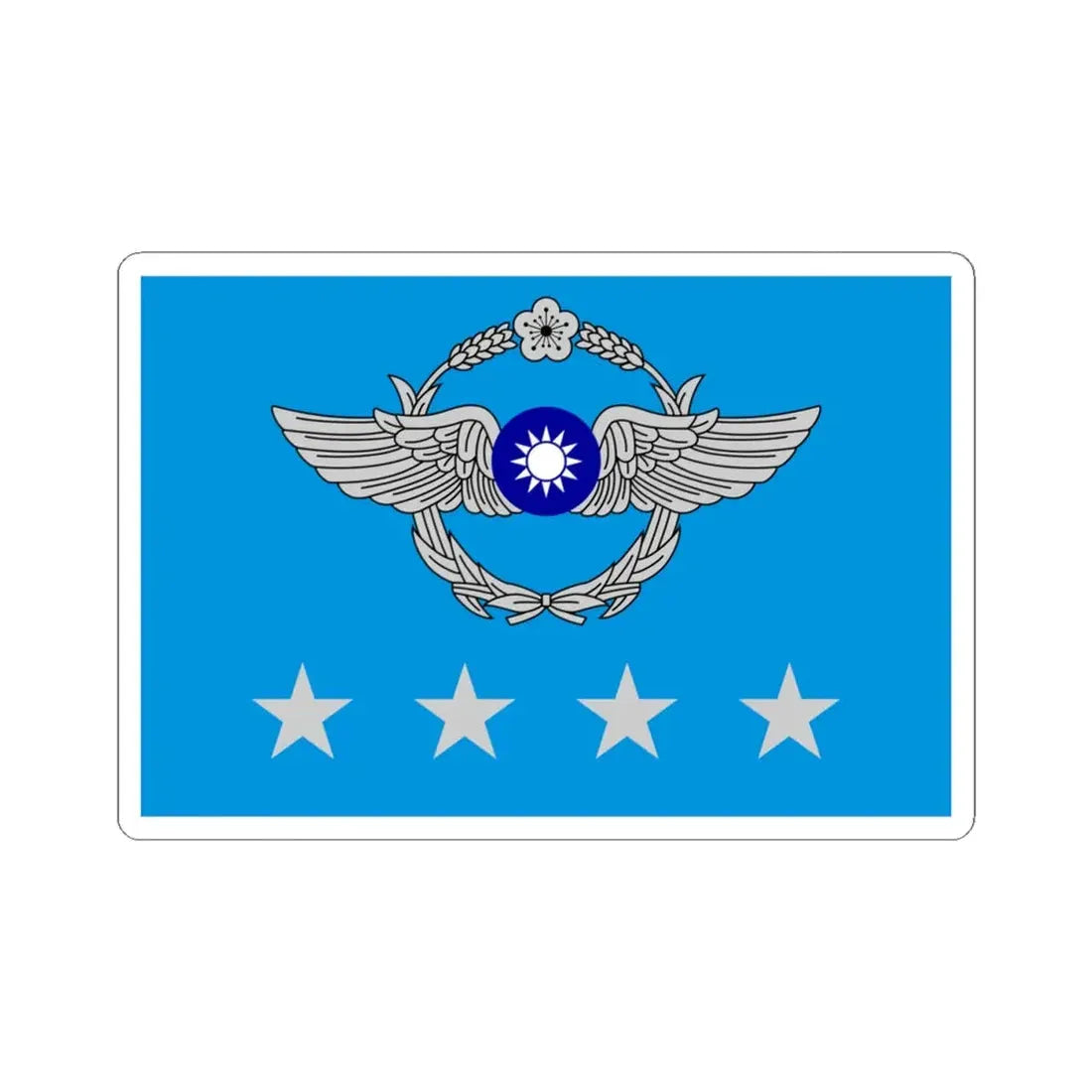 ROCAF Senior Generals Flag (China) STICKER Vinyl Kiss-Cut Decal 4 Inch White - The Sticker Space